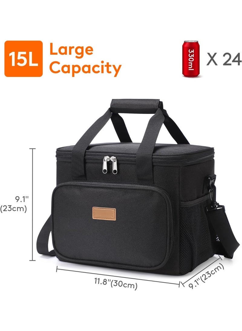 (Logistics delay, emergency supplies) | Insulated picnic bag | Foldable | 15L large capacity | Soft and comfortable | Insulated | Suitable for picnics and family use | Leak-proof and portable | Also great for beach trips, camping, road trips and supermarket shopping. - Image 1