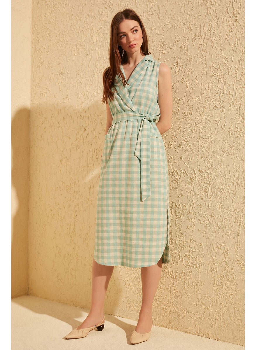 trendyol - Checked Wrap Dress - Image 1