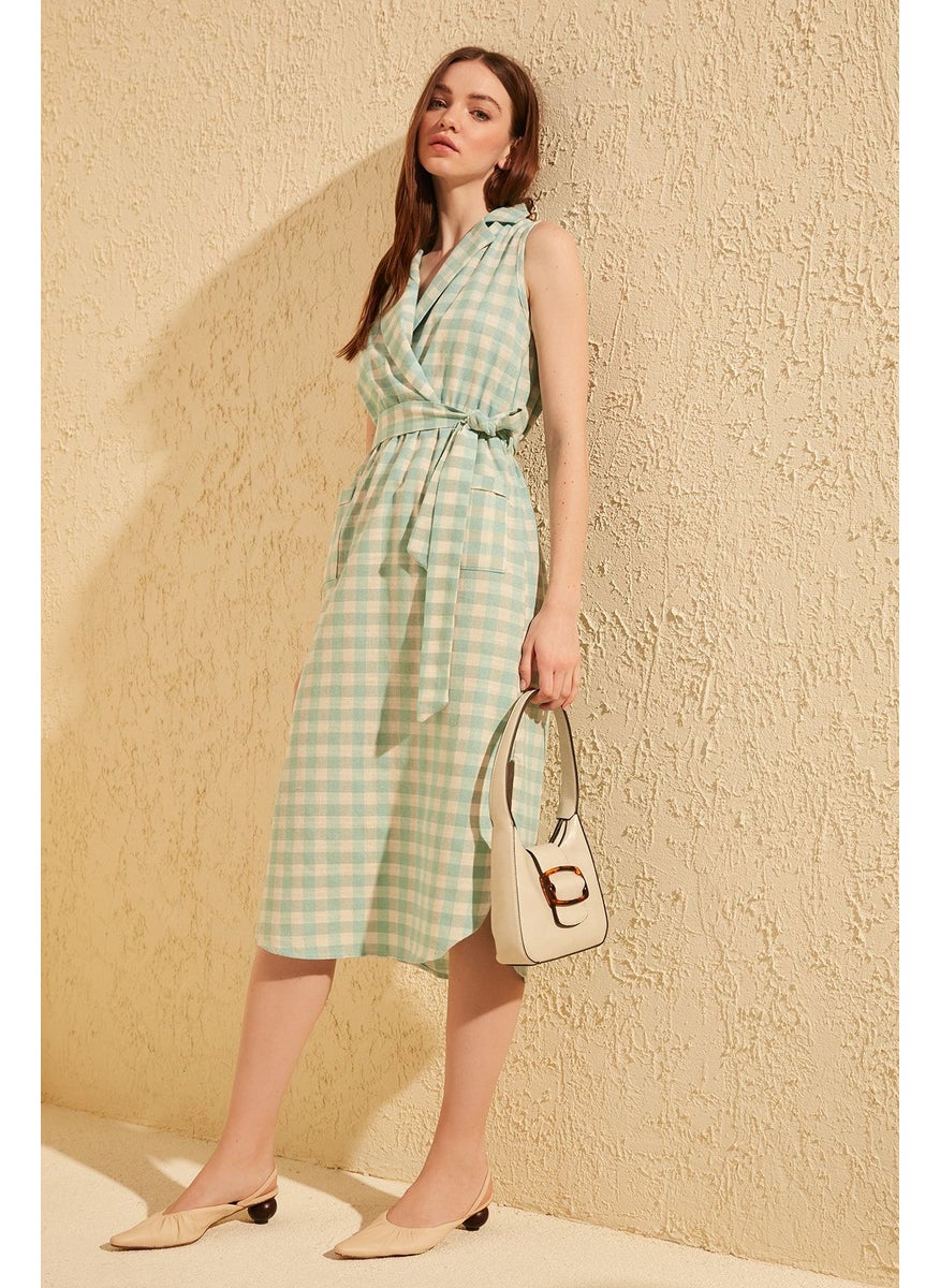 trendyol - Checked Wrap Dress - Image 1