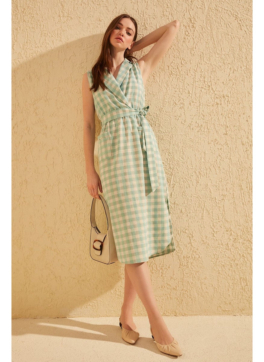 trendyol - Checked Wrap Dress - Image 1