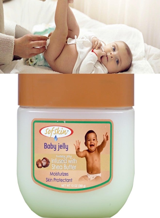 Sofskin Baby Jelly with Shea Butter, Skin Protectant and Moisturizer, 13 Oz (368g), Nursery Care for Diaper Rash, Sanitary Napkins Rash, Minor Cuts and Chapped Skin. Export Surplus. Paedratics recommended. (See Video) - Image 1