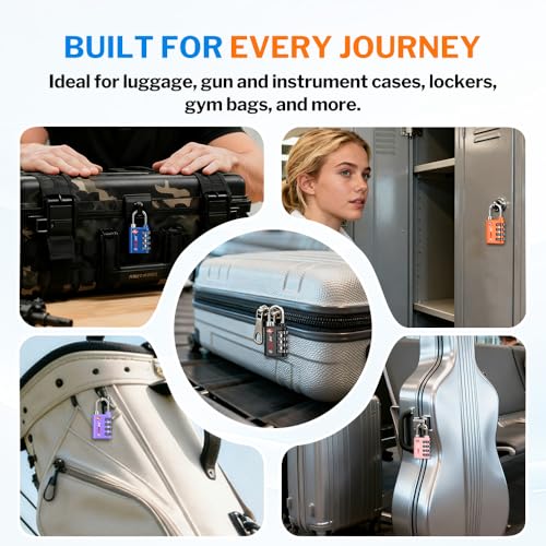 Forge Dual-Opening: Key or Combination Lock, TSA Approved Lock for Luggage, Pelican case, Travel, Gym, School, Luggage Combination Lock, Travel Bag Lock (Purple 2 Pk) - Image 4