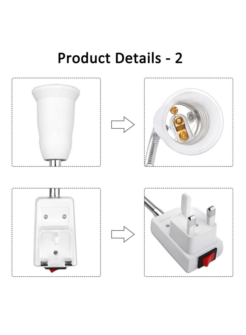 E27 Plug-in Wall Light Socket with Switch, 2 Flexible Arm Lamps for Bedroom and Kitchen, Easy Installation  - Image 4