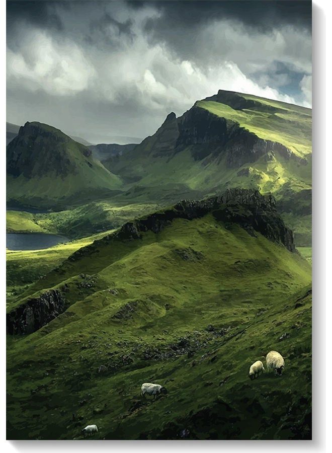 RYN Green Mountains Wall Art Multicolour 40x60cm - Image 1