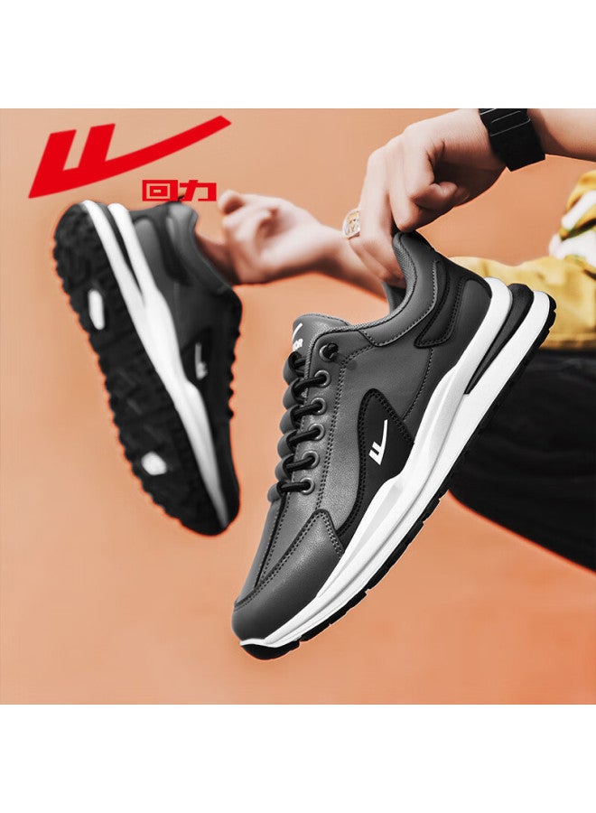 Pull Back Warrior Men's Sports Shoes Autumn And Winter Men's Leather Dad Shoes Lightweight Running Casual Shoes Gray/black Size 39 - Image 1