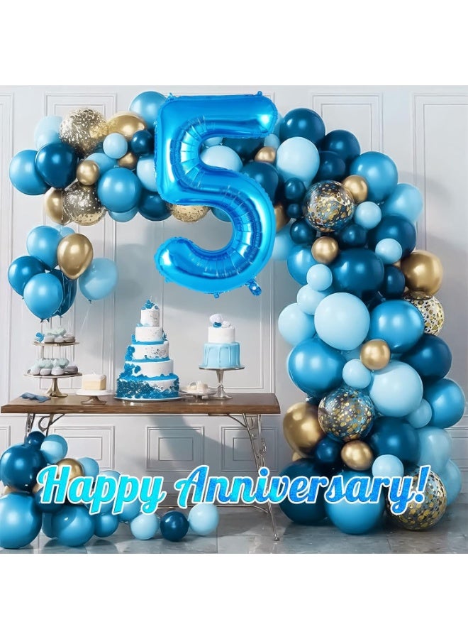 شراء تزيين حفلات عيد الميلاد رقم 9 بالمنطاد رقم 32 بوصة باللون الأزرق الكبير، وحفلات عيد الميلاد رقم 5 بزرقائق البوليستر الكبيرة رقم 5 بالونات، وحفلات الزفاف، والصور الفوتوغرافية لخطوبة العروس، والاحتفال بالذكرى السنوية - Image 5