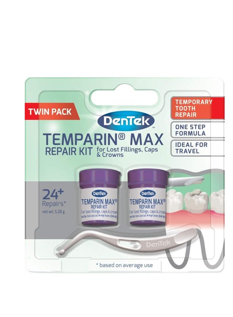 DenTek Temparin Max Home Dental Repair Kit Twin Pack for repairing lost fillings and loose caps, crowns or inlays - 24+ Repairs