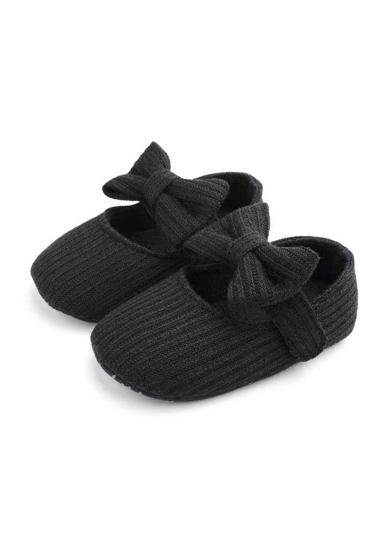 Generic Baby Flower Soft Sole Walking Shoes black bow 