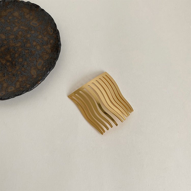 Generic Metal seamless hairpin hair comb bangs Internet celebrity inverted comb non-slip hairpin back head South Korea simple ins top clip Golden seamless insert comb