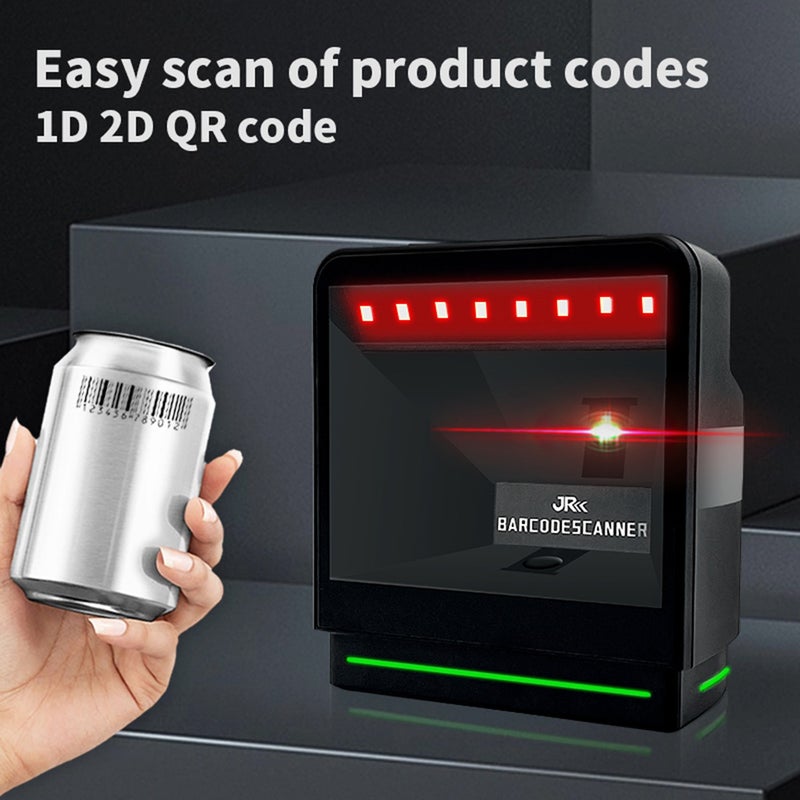 1D 2D Desktop Barcode Scanner QR code reader Omnidirectional Intelligent Sensor Scanning Wired USB Desktop Hands-free Auto-sensing Barcode Scannerfor Store Supermarket Warehouse Plug and Play - Image 2