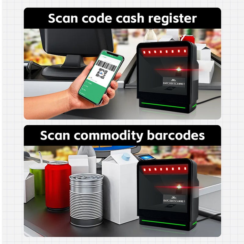 1D 2D Desktop Barcode Scanner QR code reader Omnidirectional Intelligent Sensor Scanning Wired USB Desktop Hands-free Auto-sensing Barcode Scannerfor Store Supermarket Warehouse Plug and Play - Image 3
