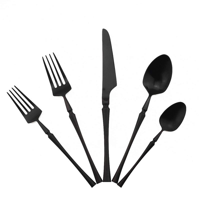 Gugrida Unique  Beautiful Flatware Set  20 Piece Iridescent Silverware Sets  1810 Stainless Steel Reusable Cutlery Set  Black Utensils Service For 4 with Dessert Fork Knife Spoon Dinner Fork