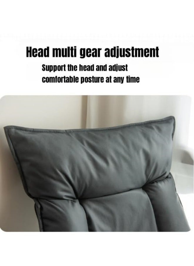 GGEROU Faux Leather Lazy Sofa Japanese Tatami Bed Armchair Removable and Washable Folding Living Room Bay Window Sofa Chair Grey 60x75x127 cm  - Image 4