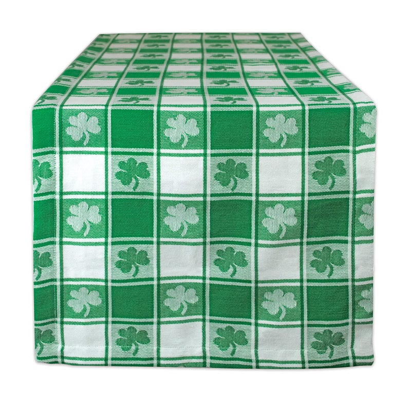 DII St. Patrick's Day Collection Tabletop  Table Runner  14x72  Shamrock Check - Image 1
