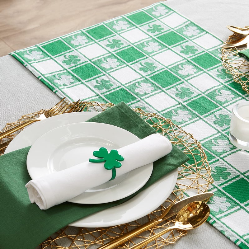 DII St. Patrick's Day Collection Tabletop  Table Runner  14x72  Shamrock Check - Image 4