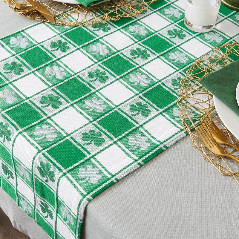 DII St. Patrick's Day Collection Tabletop  Table Runner  14x72  Shamrock Check - Image 3
