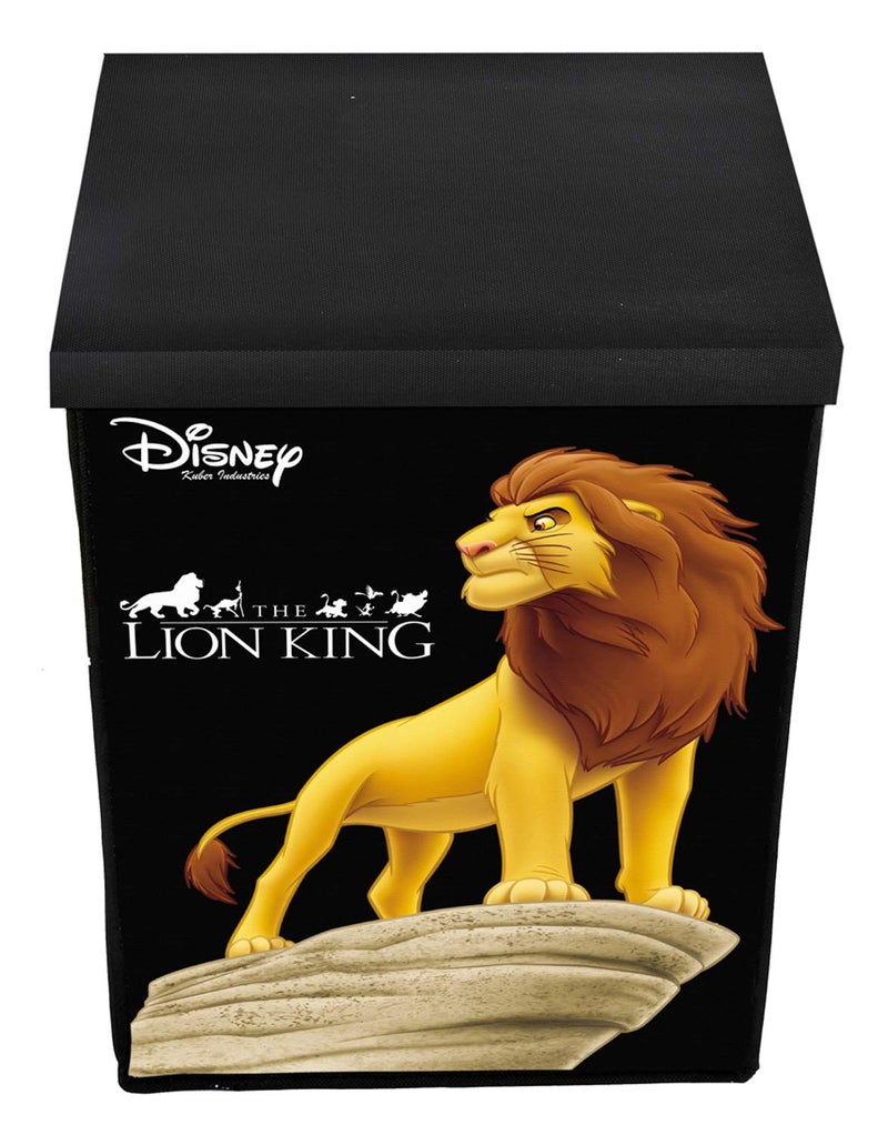 Kuber Industries Kuber Industries Disney Cars & Lion King Print Non Woven Fabric Foldable Laundry Basket, Toy Storage Basket, Cloth Storage Basket with Lid & Handles (Set of 2, Black)-KUBMART10406 - Image 2