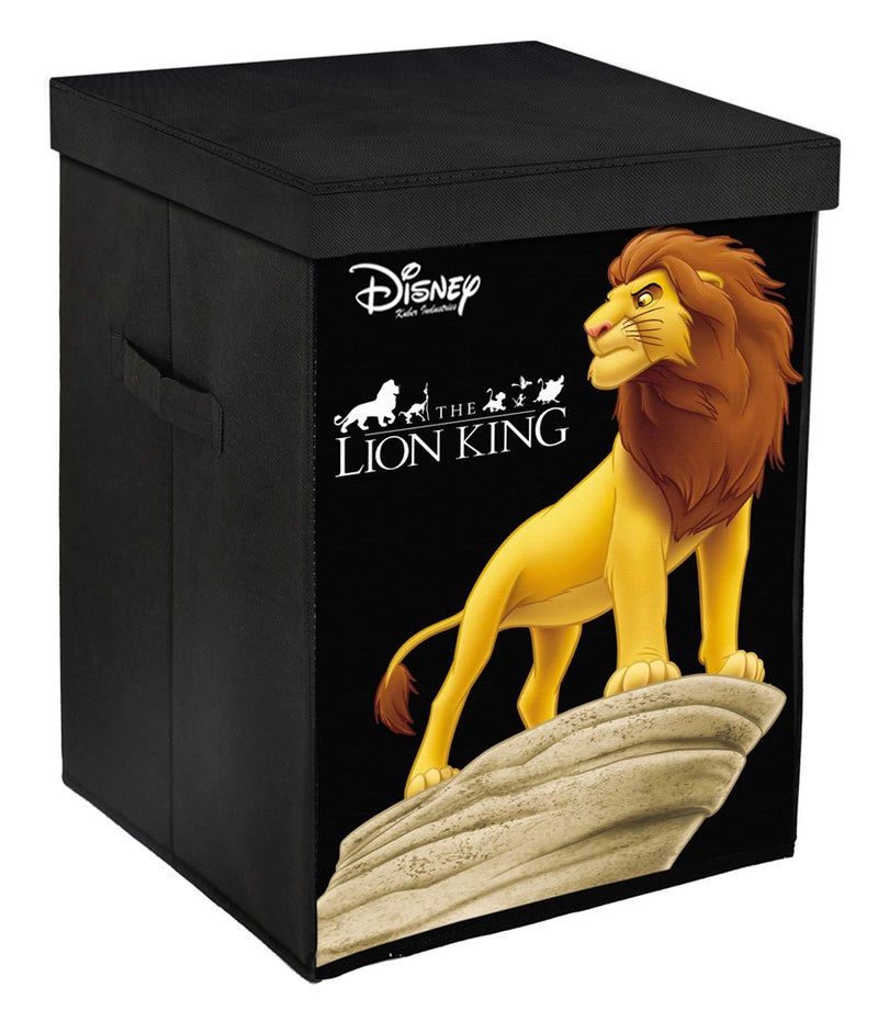 Kuber Industries Kuber Industries Disney Cars & Lion King Print Non Woven Fabric Foldable Laundry Basket, Toy Storage Basket, Cloth Storage Basket with Lid & Handles (Set of 2, Black)-KUBMART10406 - Image 3
