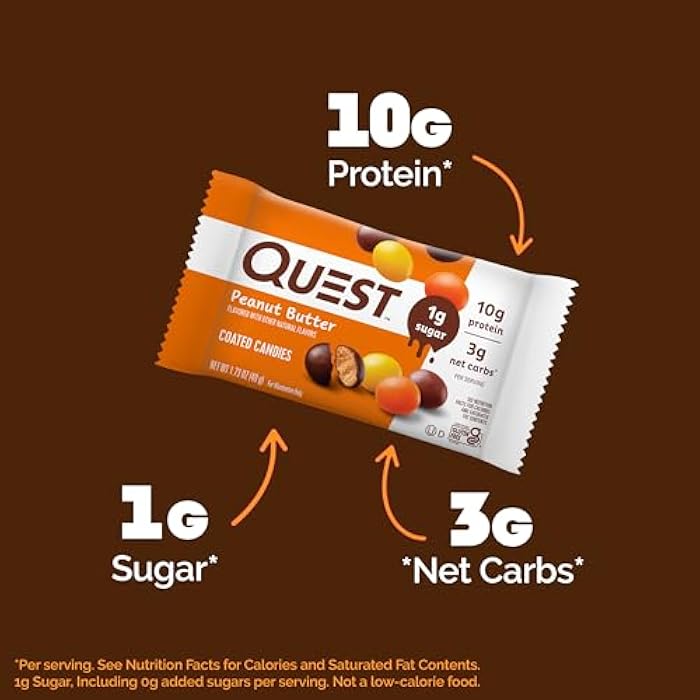 Quest Nutrition Coated Candies, Peanut Butter, 1g Sugar, 10g Protein, 4g Net Carbs, Gluten Free, Keto Friendly, 4 Count - Image 2