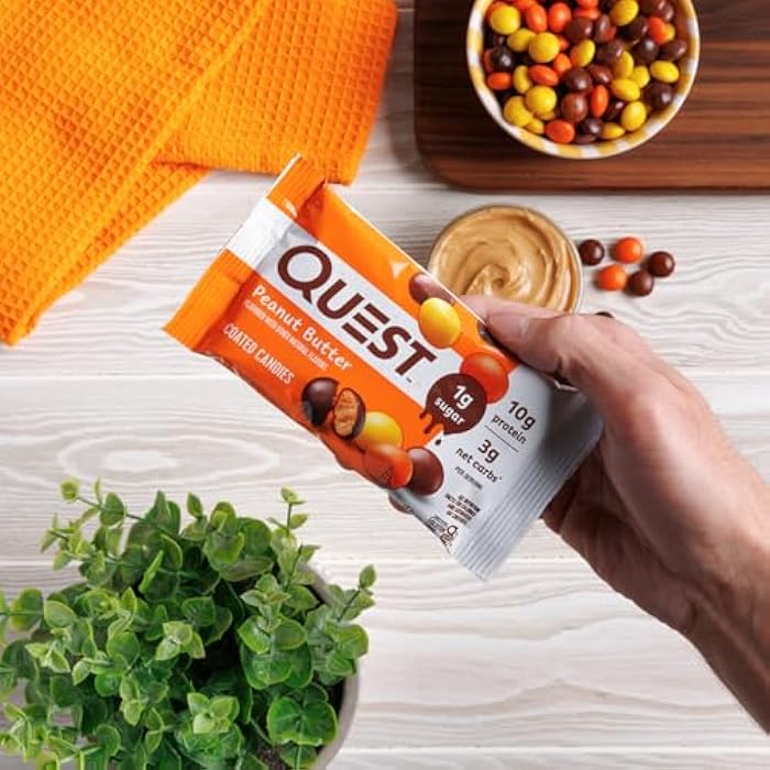 Quest Nutrition Coated Candies, Peanut Butter, 1g Sugar, 10g Protein, 4g Net Carbs, Gluten Free, Keto Friendly, 4 Count - Image 5