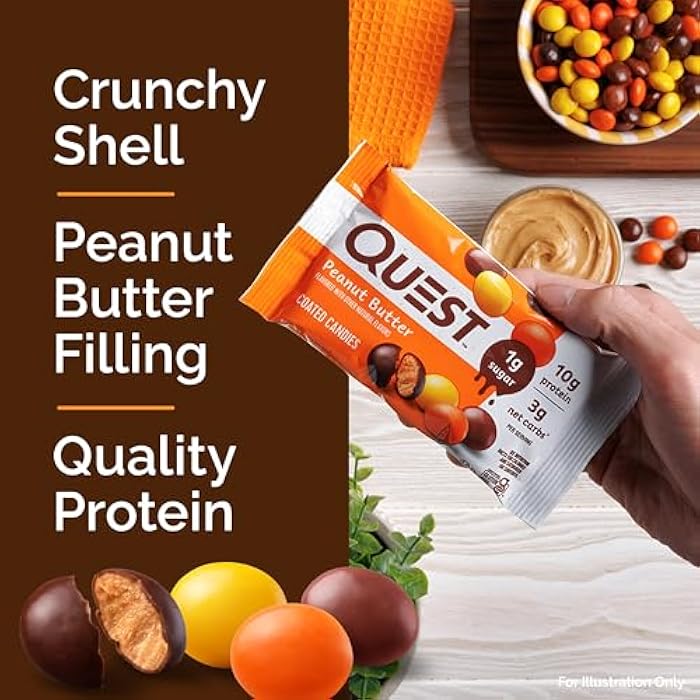 Quest Nutrition Coated Candies, Peanut Butter, 1g Sugar, 10g Protein, 4g Net Carbs, Gluten Free, Keto Friendly, 4 Count - Image 3