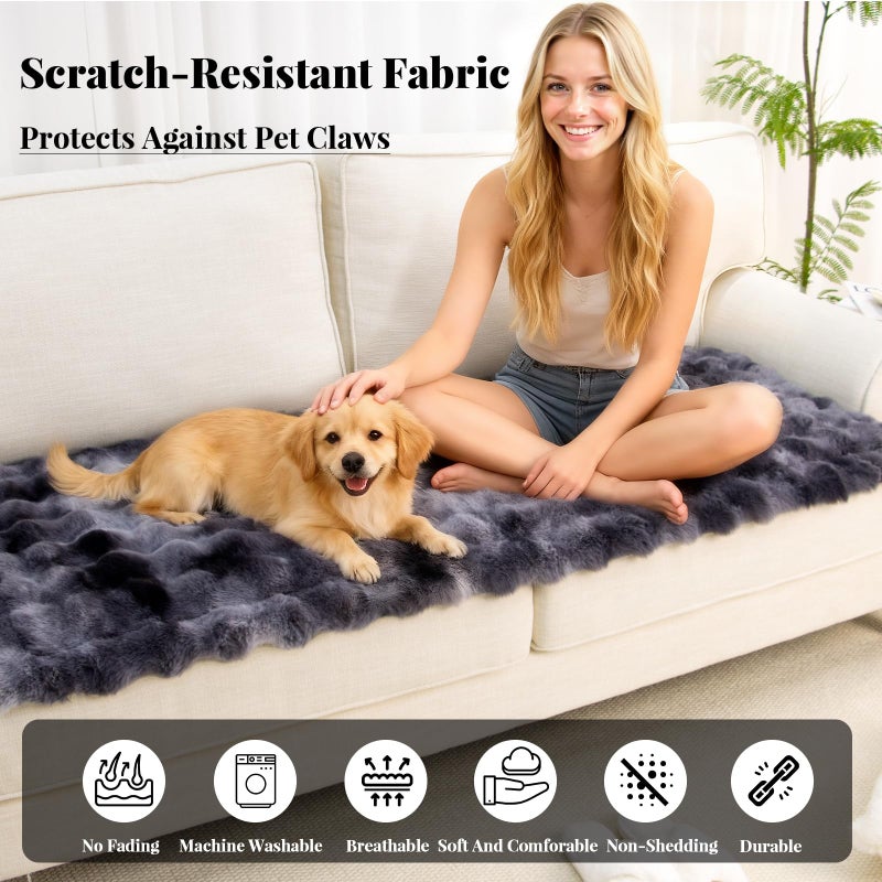 UOFON Dog Couch Covers for Sofa Washable, Pet Sofa Covers Slipcover Non-Slip Soft Thick Fuzzy Mat for Cats Dogs, Pet Friendly Couch Protector for Car, Cushion Furniture, Loveseat, Black, 27.6"x59.1" - Image 2