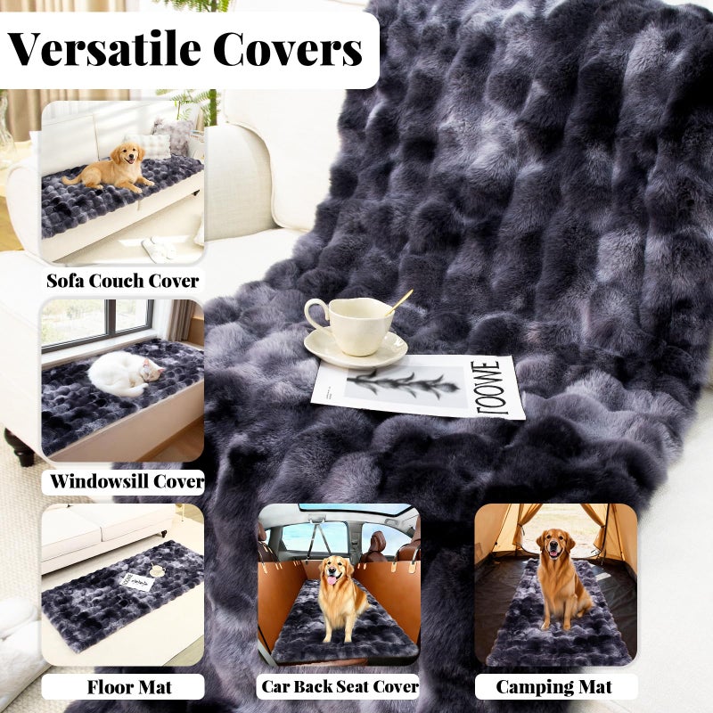 UOFON Dog Couch Covers for Sofa Washable, Pet Sofa Covers Slipcover Non-Slip Soft Thick Fuzzy Mat for Cats Dogs, Pet Friendly Couch Protector for Car, Cushion Furniture, Loveseat, Black, 27.6"x59.1" - Image 3