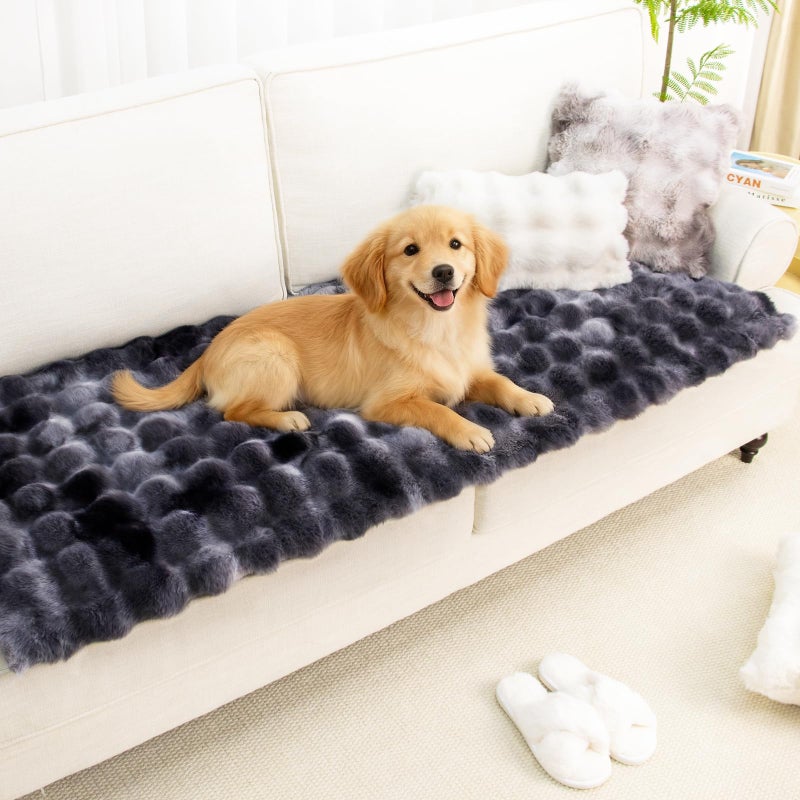 UOFON Dog Couch Covers for Sofa Washable, Pet Sofa Covers Slipcover Non-Slip Soft Thick Fuzzy Mat for Cats Dogs, Pet Friendly Couch Protector for Car, Cushion Furniture, Loveseat, Black, 27.6"x59.1" - Image 1