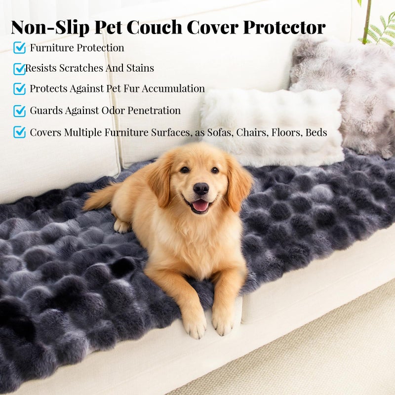 UOFON Dog Couch Covers for Sofa Washable, Pet Sofa Covers Slipcover Non-Slip Soft Thick Fuzzy Mat for Cats Dogs, Pet Friendly Couch Protector for Car, Cushion Furniture, Loveseat, Black, 27.6"x59.1" - Image 4