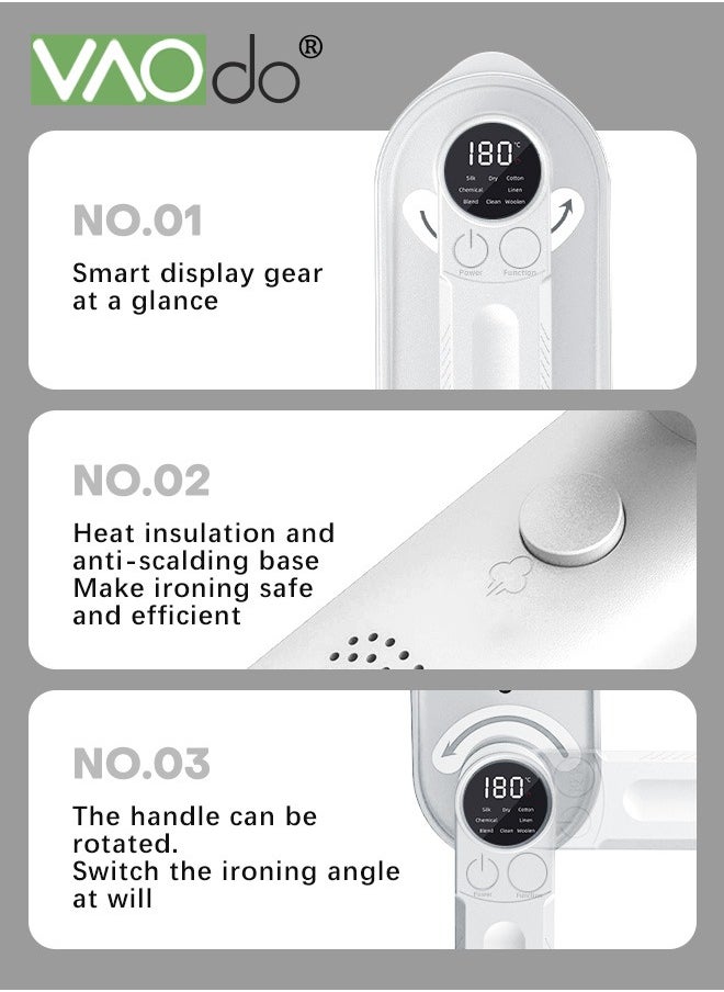 VAOdo Handheld Clothes Steamer 1200W Fast-Heat with Measure Cup 110ML Water Tank for Home Office and Travel Portable Travel Clothing Fabric Steamer with LED Display Contains Power Outage Protection Steamer  - Image 4