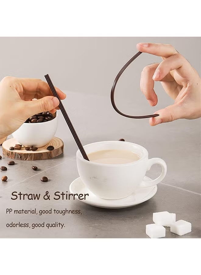 اتش واي 100 قطعة من أعواد تقليب القهوة مغلفة بشكل فردي، مصاصة قهوة قابلة للتخلص منها بتصميم ثلاث فتحات، أعواد تقليب للشاي والمشروبات الفردية، للمشروبات الساخنة للحفلات والشواء والتخييم والمطاعم (180 مم) - Image 5