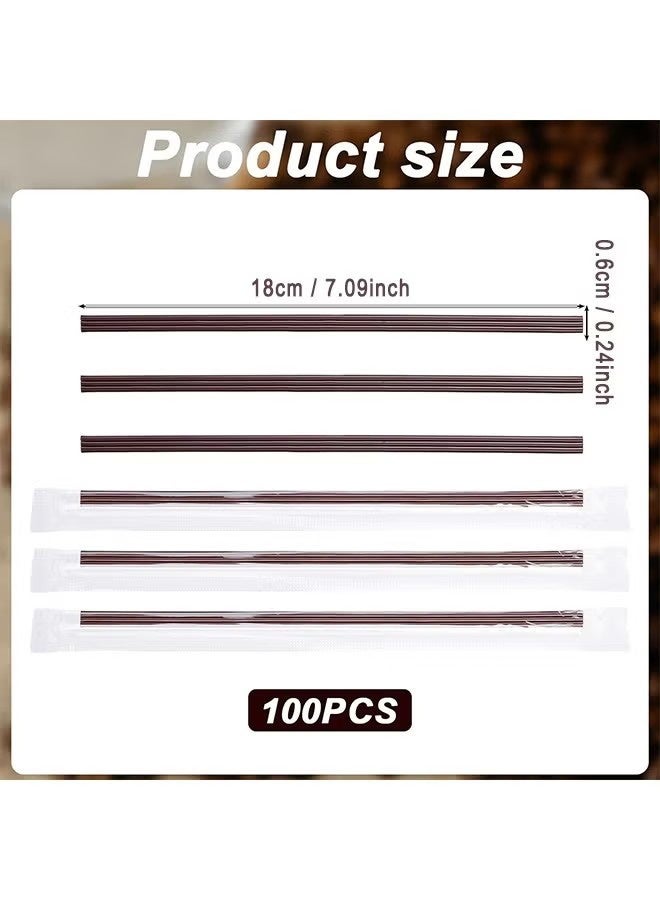 اتش واي 100 قطعة من أعواد تقليب القهوة مغلفة بشكل فردي، مصاصة قهوة قابلة للتخلص منها بتصميم ثلاث فتحات، أعواد تقليب للشاي والمشروبات الفردية، للمشروبات الساخنة للحفلات والشواء والتخييم والمطاعم (180 مم) - Image 2