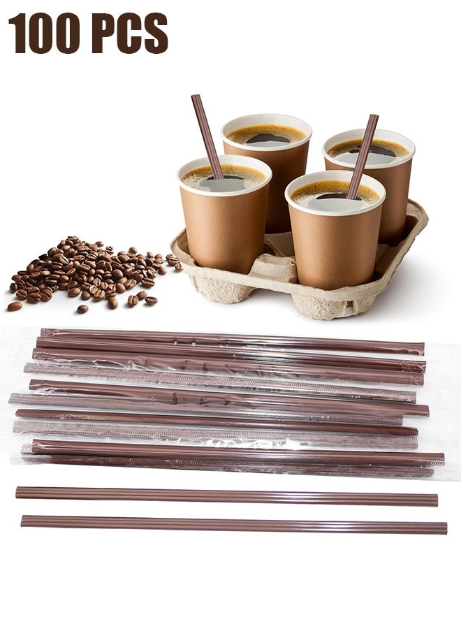 اتش واي 100 قطعة من أعواد تقليب القهوة مغلفة بشكل فردي، مصاصة قهوة قابلة للتخلص منها بتصميم ثلاث فتحات، أعواد تقليب للشاي والمشروبات الفردية، للمشروبات الساخنة للحفلات والشواء والتخييم والمطاعم (180 مم) - Image 1