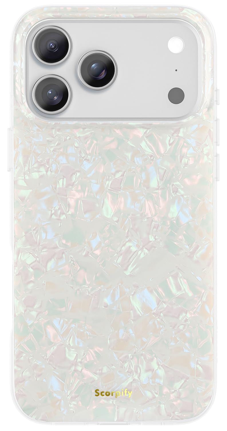 SCORPIFY for iPhone 17 Pro Max Case [Compatible with MagSafe] with Colorful Pearl Iridescent Design, Cute Clear Magnetic Phone Cover for Women Girls and Men, Bumper with Mother of Pearl Shell Pattern - Image 1