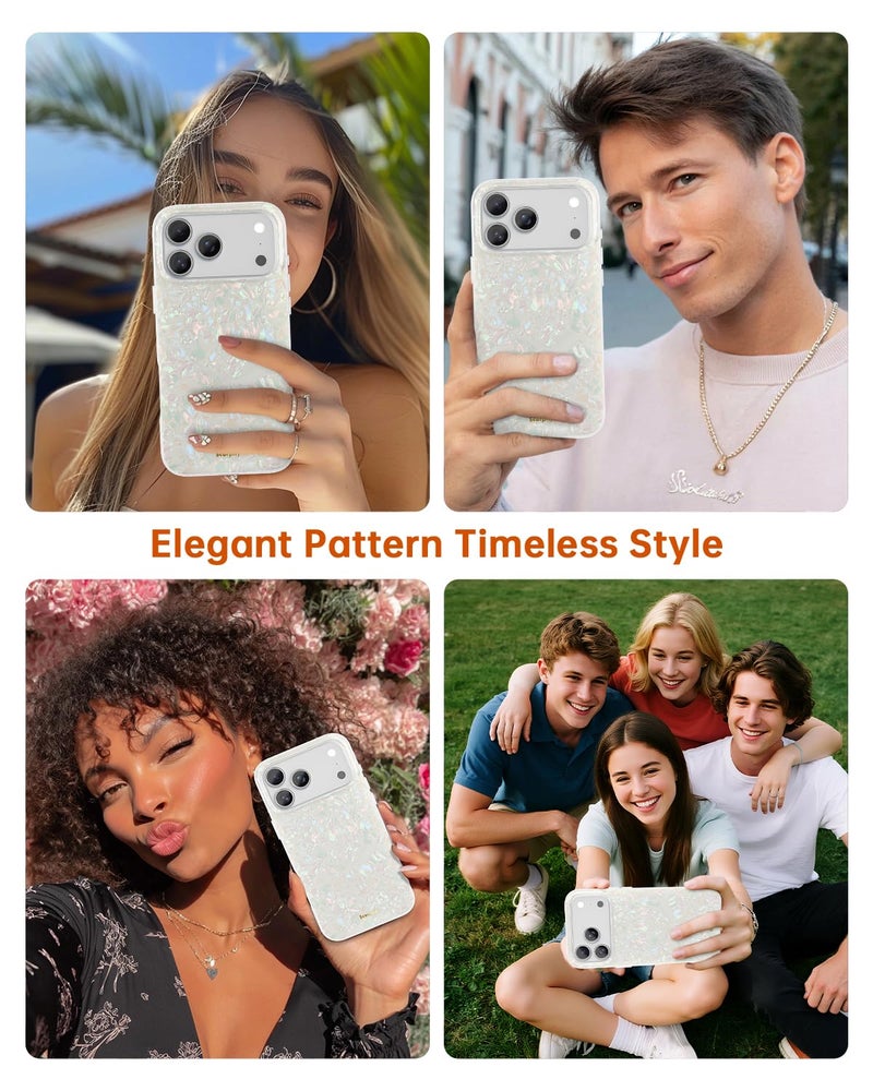 SCORPIFY for iPhone 17 Pro Max Case [Compatible with MagSafe] with Colorful Pearl Iridescent Design, Cute Clear Magnetic Phone Cover for Women Girls and Men, Bumper with Mother of Pearl Shell Pattern - Image 5