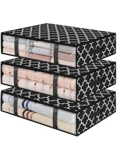 HOOKOR 3 Pack Storage Bags, Clothes Storage, Under bed Storage Containers With Durable Handles, Large Capacity Storage Bins, Foldable Storage Organizers For Clothes, Bedding and Toys (32-04-3p)  - Image 1