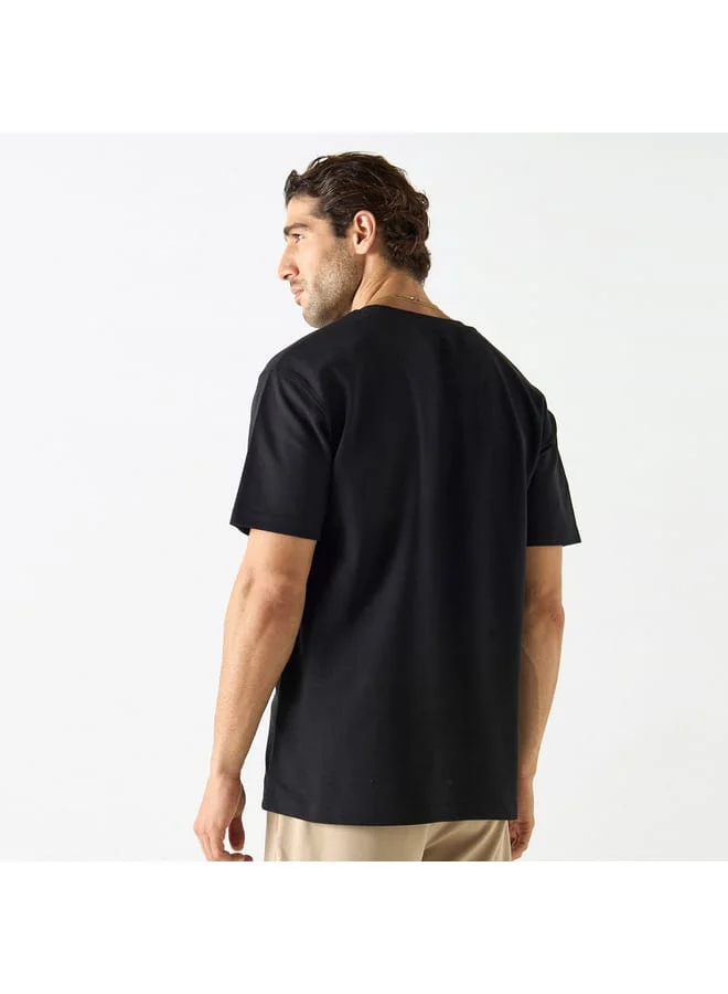 Iconic Iconic Badge Detail Crew Neck T-shirt with Short Sleeves