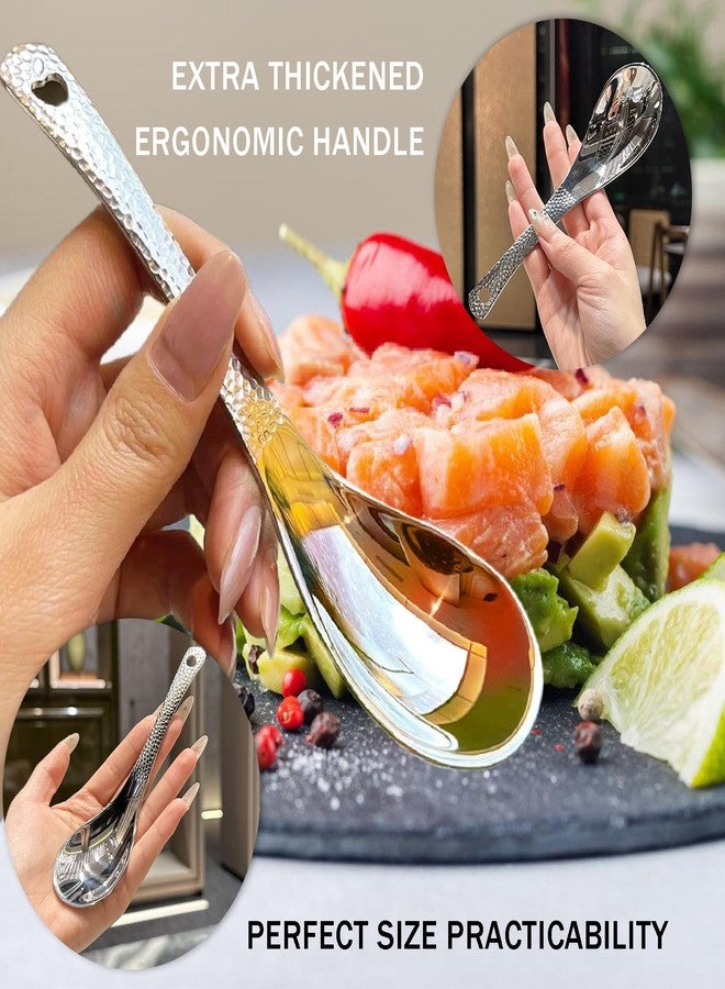 OULIGET Thickened Stainless Steel Soup Spoons, Asian Chinese Japanese Flat Soup Spoons Large for Ramen Pho Wonton Dumpling Miso, Deep Oval Hook Design, Set of 4,6.5 Inches - Image 4