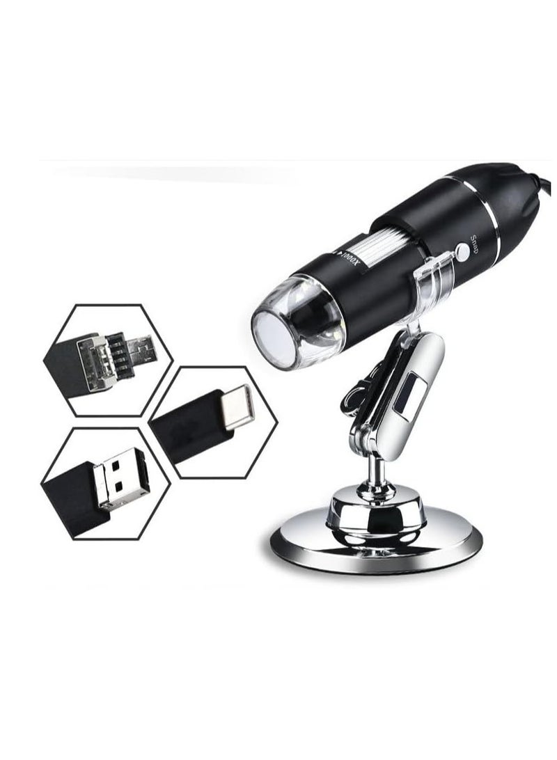 Cool Baby USB Digital Microscope 40X to 1000X, 8 LED Magnification Endoscope Camera with Carrying Case & Metal Stand, Compatible for Android Windows 7 8 10 11 Linux Mac - Image 1