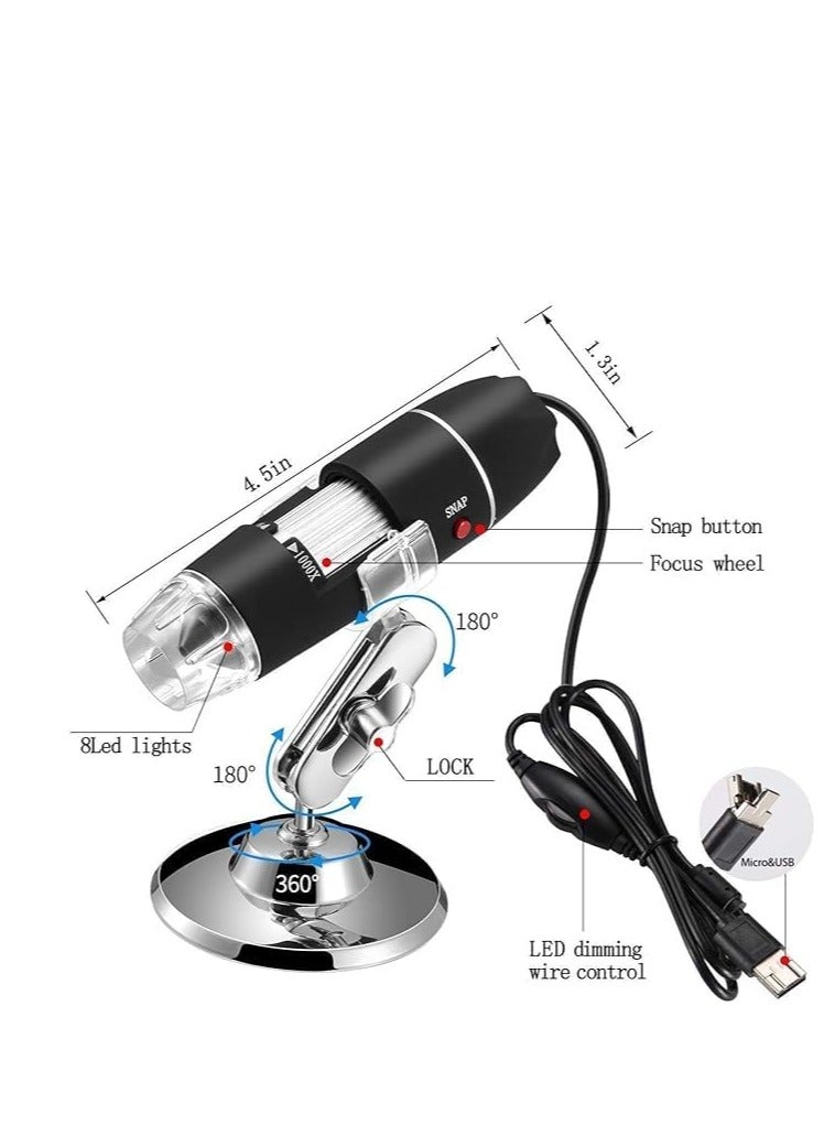 Cool Baby USB Digital Microscope 40X to 1000X, 8 LED Magnification Endoscope Camera with Carrying Case & Metal Stand, Compatible for Android Windows 7 8 10 11 Linux Mac - Image 5
