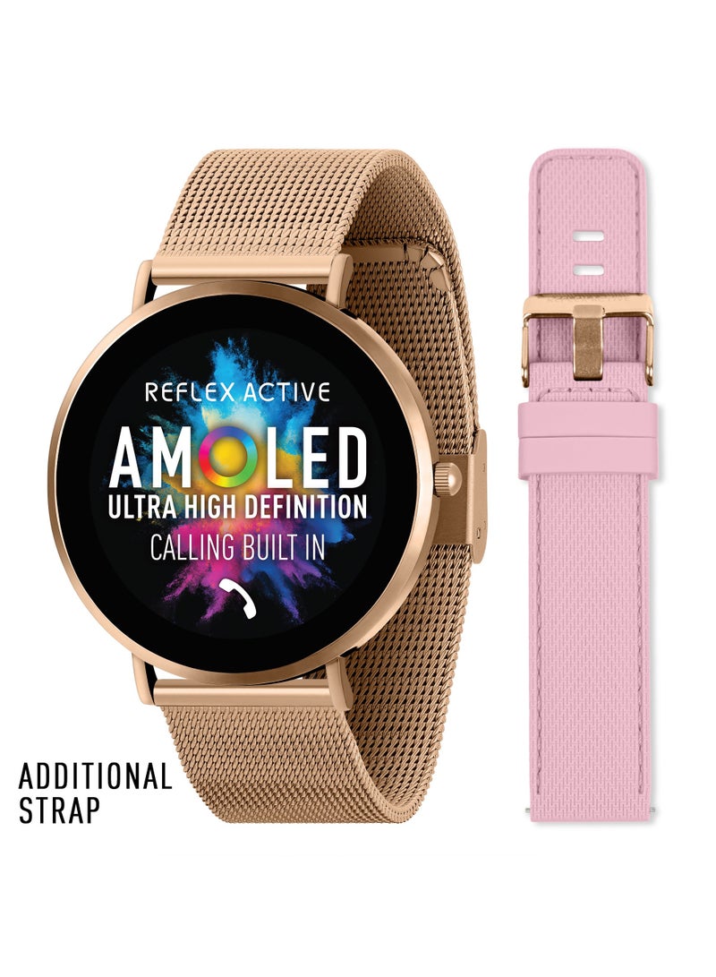 Reflex Active Spectra R 300 Slim Rose Gold Mesh and Pink Silicone Strap AMOLED Ultra Slim Smart Calling Watch Set - Image 1