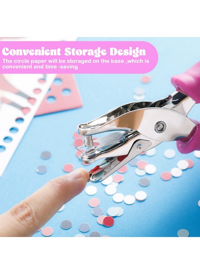 Chumia - 12 Pieces Single Hole Punch Handheld Hole Puncher 1/4 Inch Hole Paper Punch With Softgrip Handles Circle Shape Single Hole Puncher For Craft Paper Greeting Cards Scrapbook Notebook (Multicolor) - Image 1