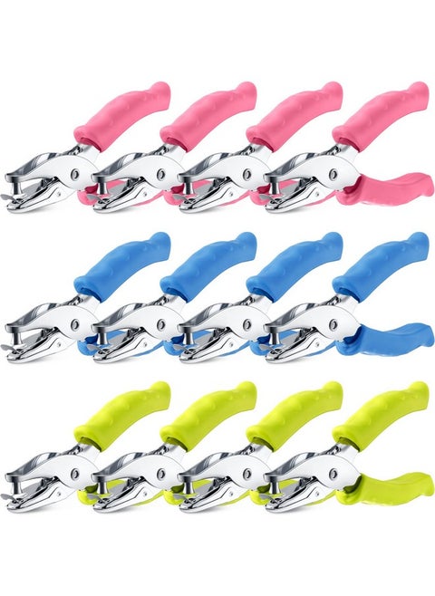 12 Pieces Single Hole Punch Handheld Hole Puncher 1/4 Inch Hole Paper Punch With Softgrip Handles Circle Shape Single Hole Puncher For Craft Paper Greeting Cards Scrapbook Notebook (Multicolor)