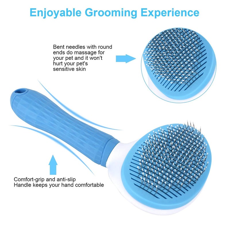 Zephorus Self Cleaning Slicker Brush, Pet Grooming Shedding Brush for Dogs and Cats - Easy to Remove Loose Undercoat, Pet Massaging Tool Suitable for Pets with Long or Short Hair multi - Image 4