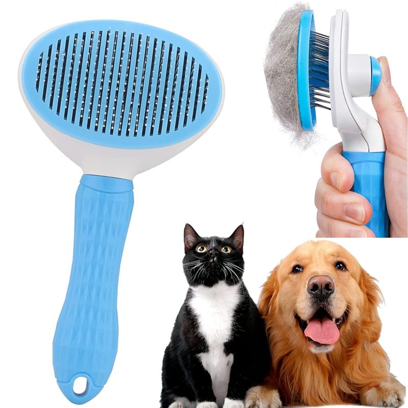 Zephorus Self Cleaning Slicker Brush, Pet Grooming Shedding Brush for Dogs and Cats - Easy to Remove Loose Undercoat, Pet Massaging Tool Suitable for Pets with Long or Short Hair multi - Image 1