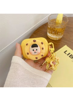 For AirPods 4 Headphone Set Cartoon Diy Doll Pendant Apple 1/2 Generation/pro2 Bluetooth Soft Case Bracelet-Color:Yellow Soft Shell + Pendant-biscuit Child-Model:AirPods Pro2 (protective Cover)