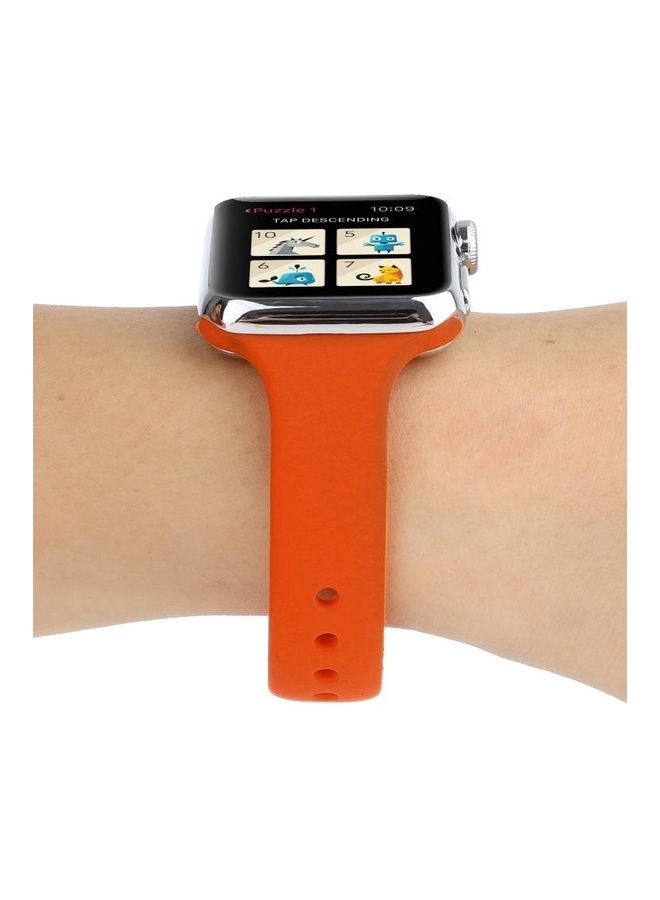 NIBEMINENT Thin Double Buckle Replacement Wrist Strap For Apple Watch 5 & 4 44mm/3 2 1 42mm Apricot Orange - Image 5