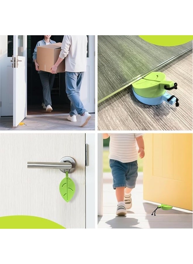 قطعتان من سدادات الأبواب المصنوعة من السيليكون، بتصميم مرن على شكل ورقة شجر، لحماية الأصابع ومنع الانزلاق، مناسبة للمنزل والمكتب والفصول الدراسية وغرف الأطفال، لون عشوائي - Image 5