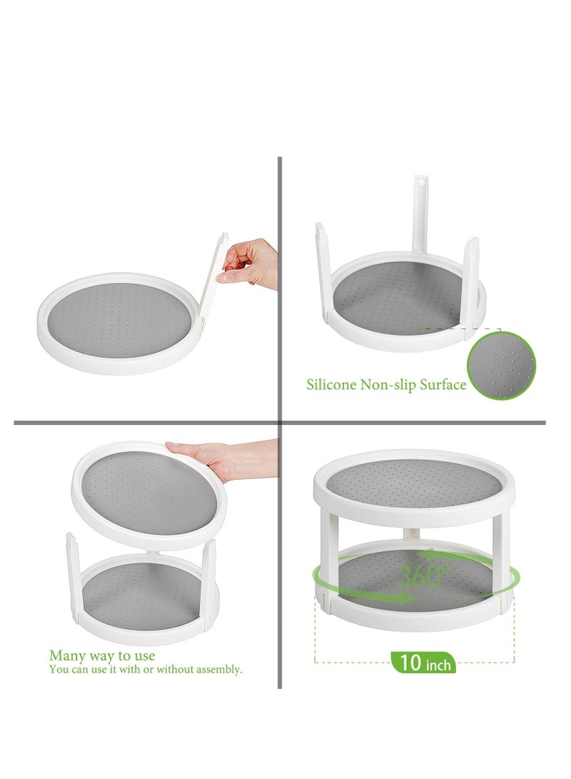 إكسفور 10 2 Tire 1Pack Lazy Susan Turntable Rotating Organizer - Non-Skid Spinning Rack for Cabinet, Pantry Storage, Kitchen, Bathroom Makeup Vanity Countertop,Under Sink Organizing, Spice Spinner - Image 5