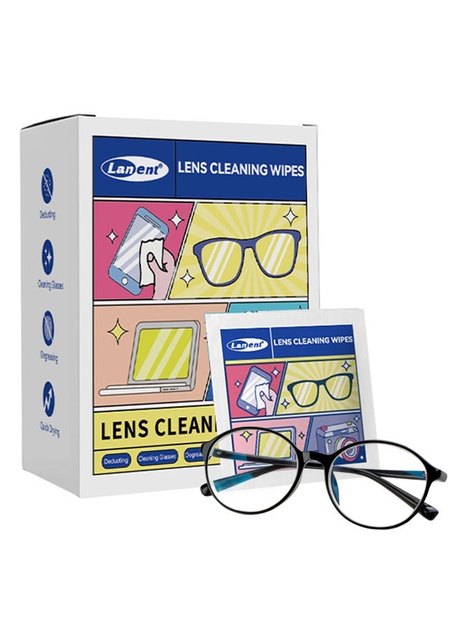 Generic Lens Cleaning Wips,Glasses Cleaning Wipes, Glasses Wipes , Extra Thick, Pre-moistened And Quick-drying, Individually Wrapped, Suitable For All Types Of Glasses And Electronic Screens (100 pcs)  - Image 1